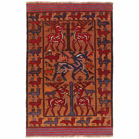 Handmade Picture Carpet 4' 2" x 6' 6" (ft)- No. B19973