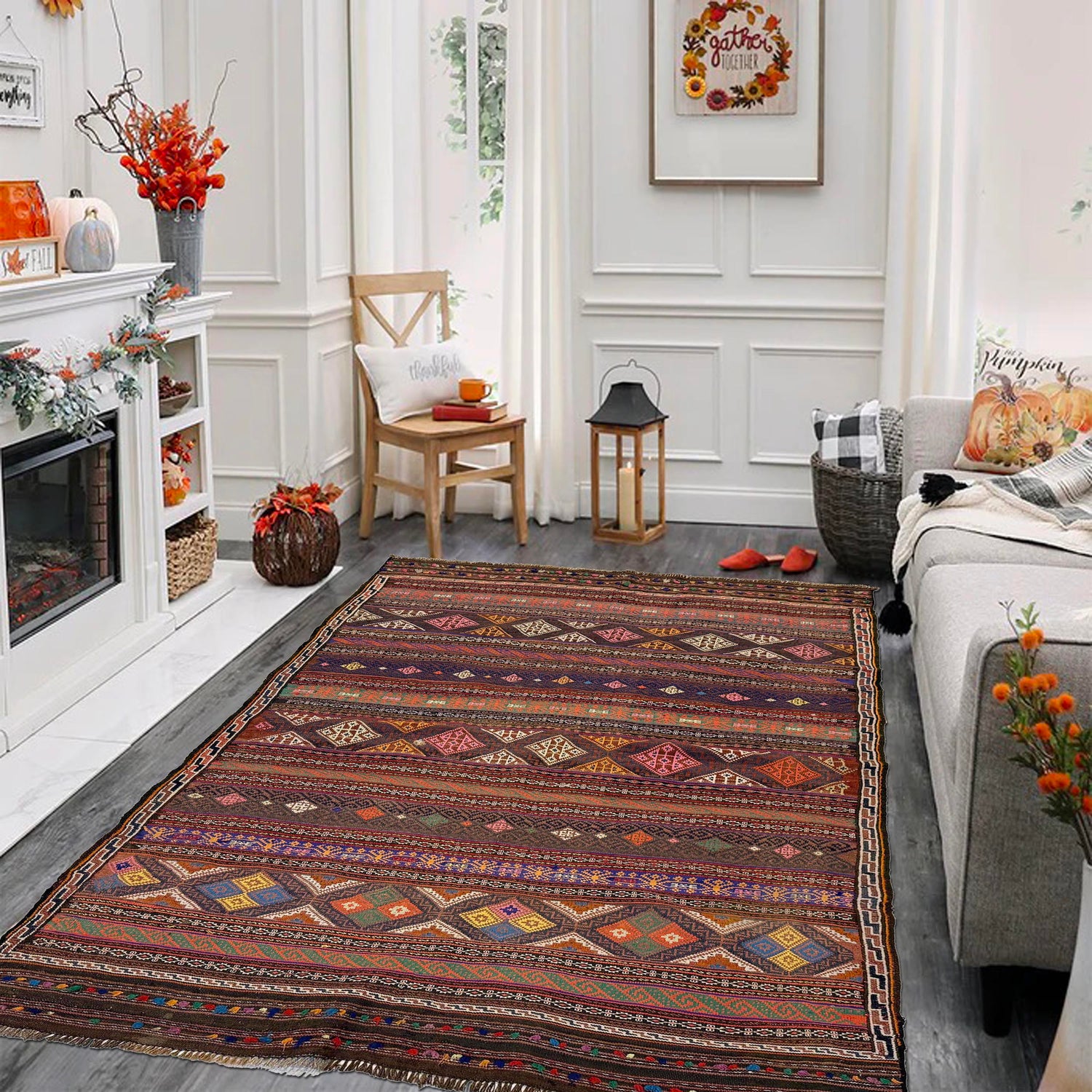 Bedroom Flatweave Kilim 4' 7" x 6' 11" (ft) - No. B20249