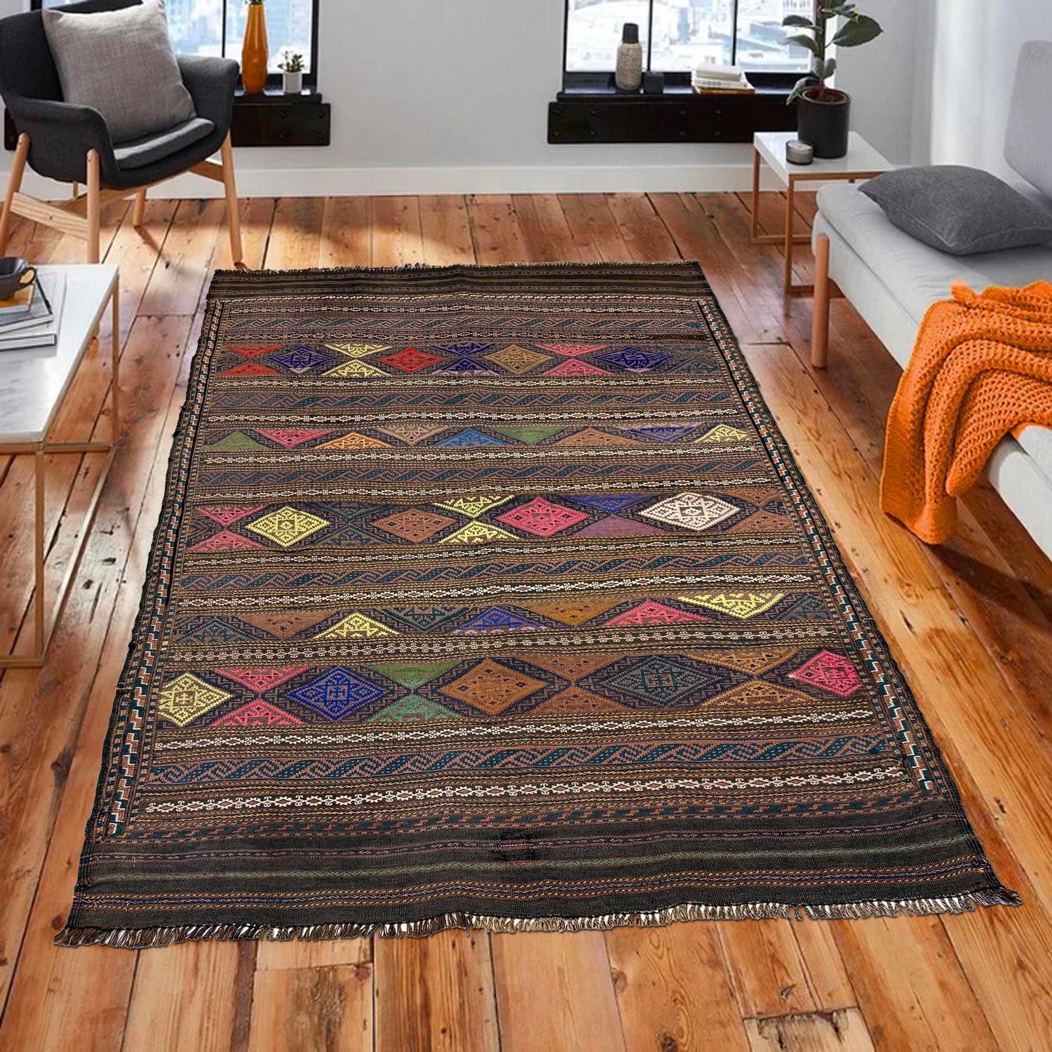 Medium Size Dhurrie Kelim 3' 6 x 5' 1 (ft) - No. B20391