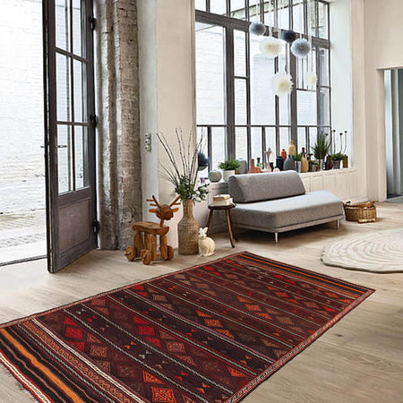 Handmade Flatweave Dhurrie 4' 7" x 7' 10" (ft) - No. B20432