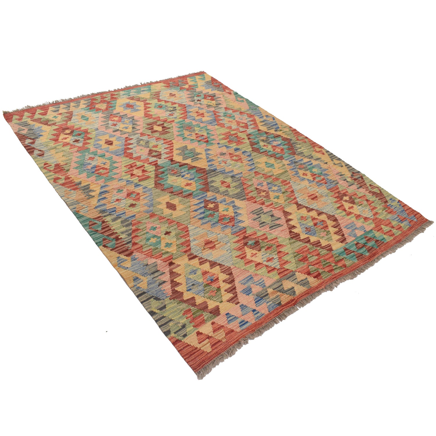 Handmade Vegetable Kilim 5' 0 x 6' 5 (ft) - No. B21596