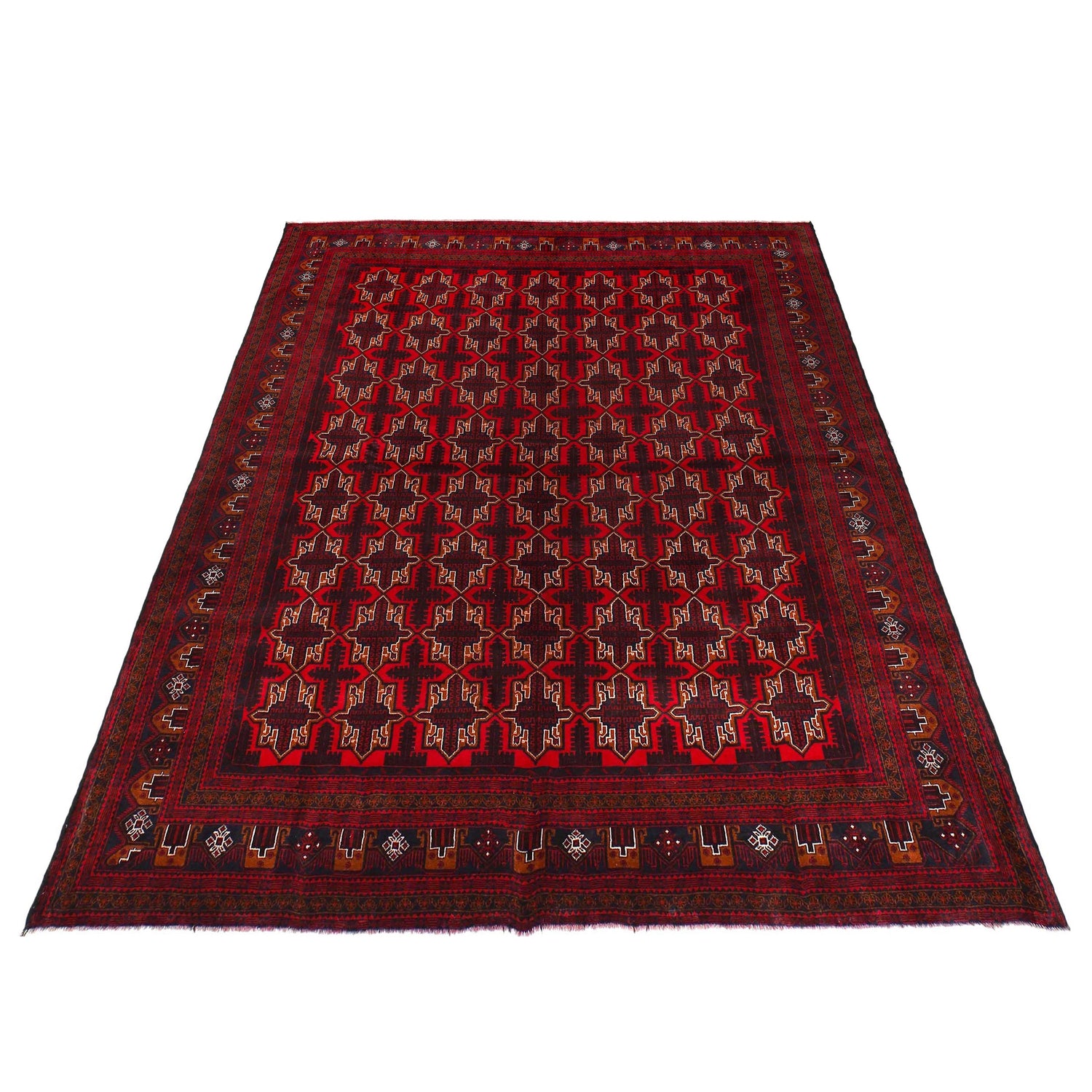 Red Color Baluchi Rug 9' 6" x 12' 7" (ft) - No. B28048