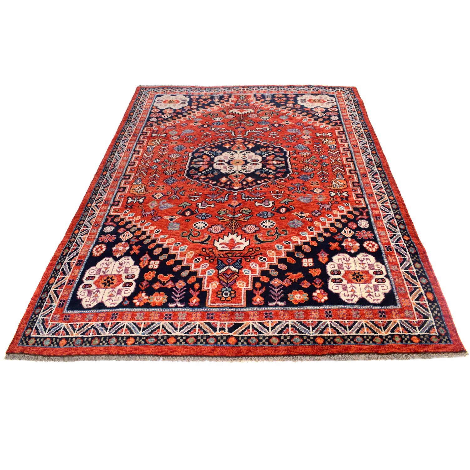 Red Color Shirazi Rug 5' 7" x 7' 7" (ft) - No. B29780