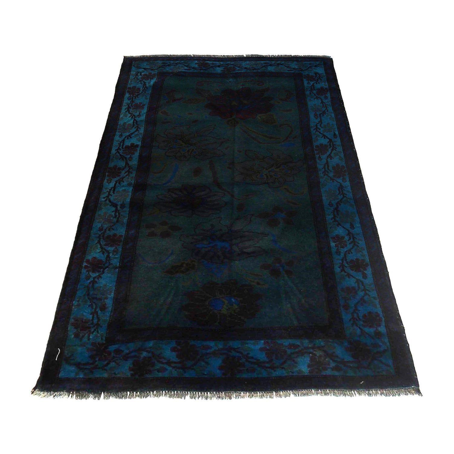 Blue Overdyed Rug 3' 7" x 6' 3" (ft) - No. B29781