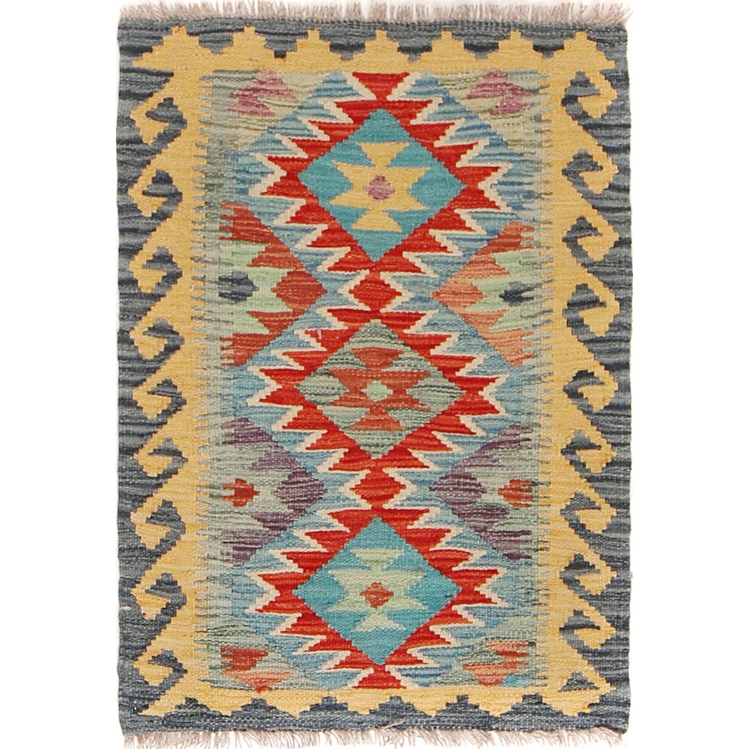 Handmade Vegetable Kelim 1' 11" x 2' 8" (ft) - No. B29915