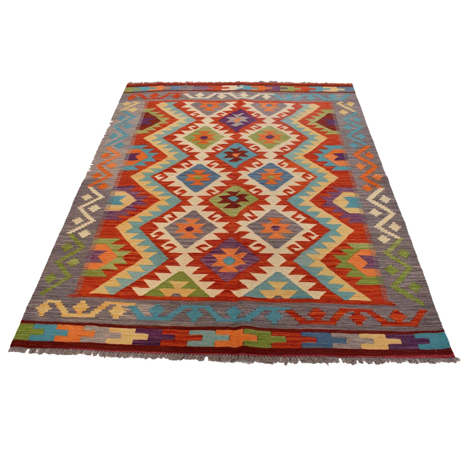 Handmade Vegetable Kelim 4' 11" x 6' 8" (ft) - No. B30591