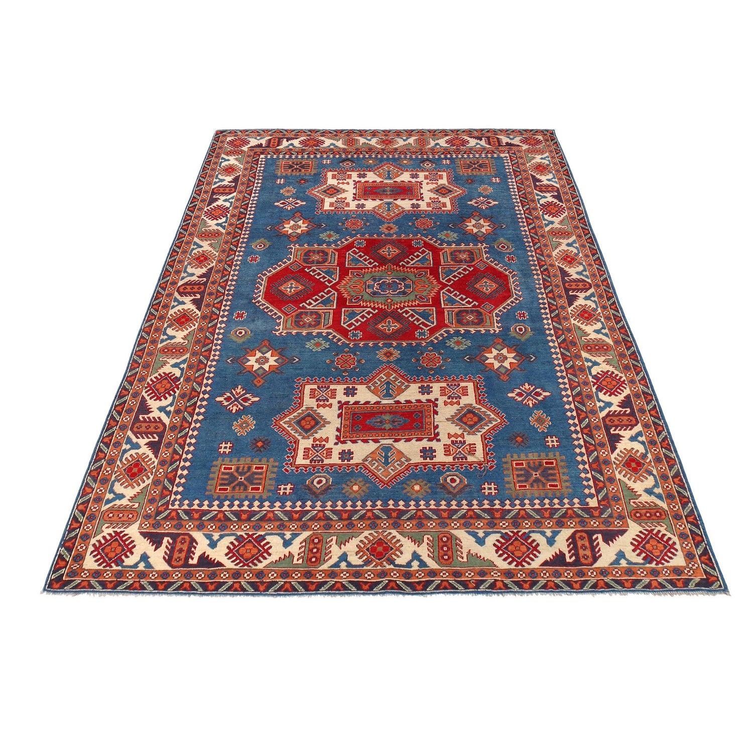 Blue Color Kazak Carpet 6' 9" x 9' 7" (ft) - No. B30654