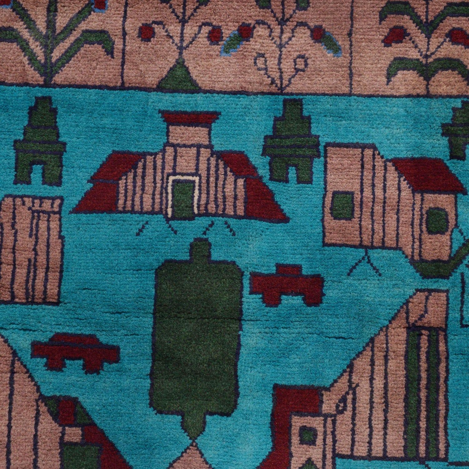 Blue Color War Rug 4' 0" x 6' 0" (ft) - No. B30664