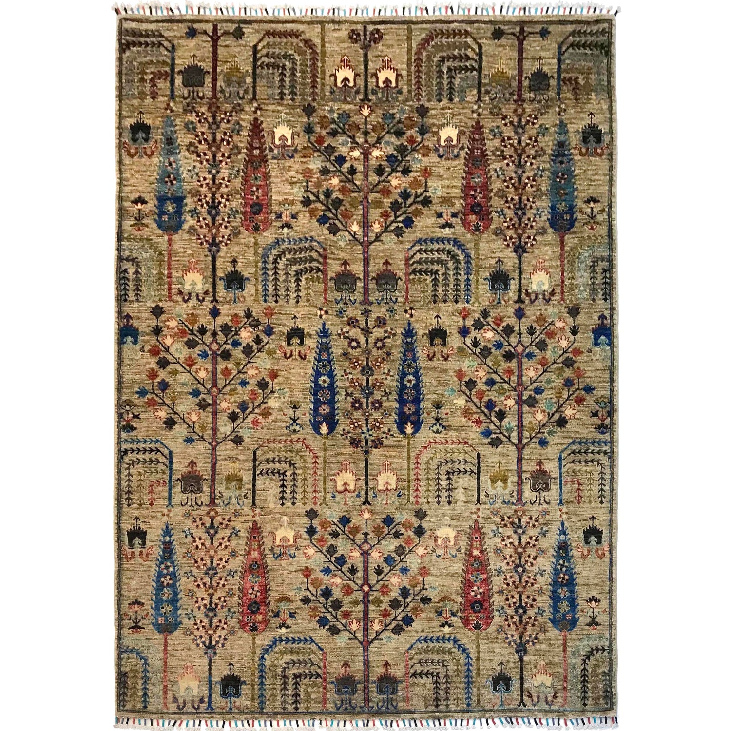 Handmade Tree of Life Rug 5' 8" x 7' 11" (ft) - No. B31294