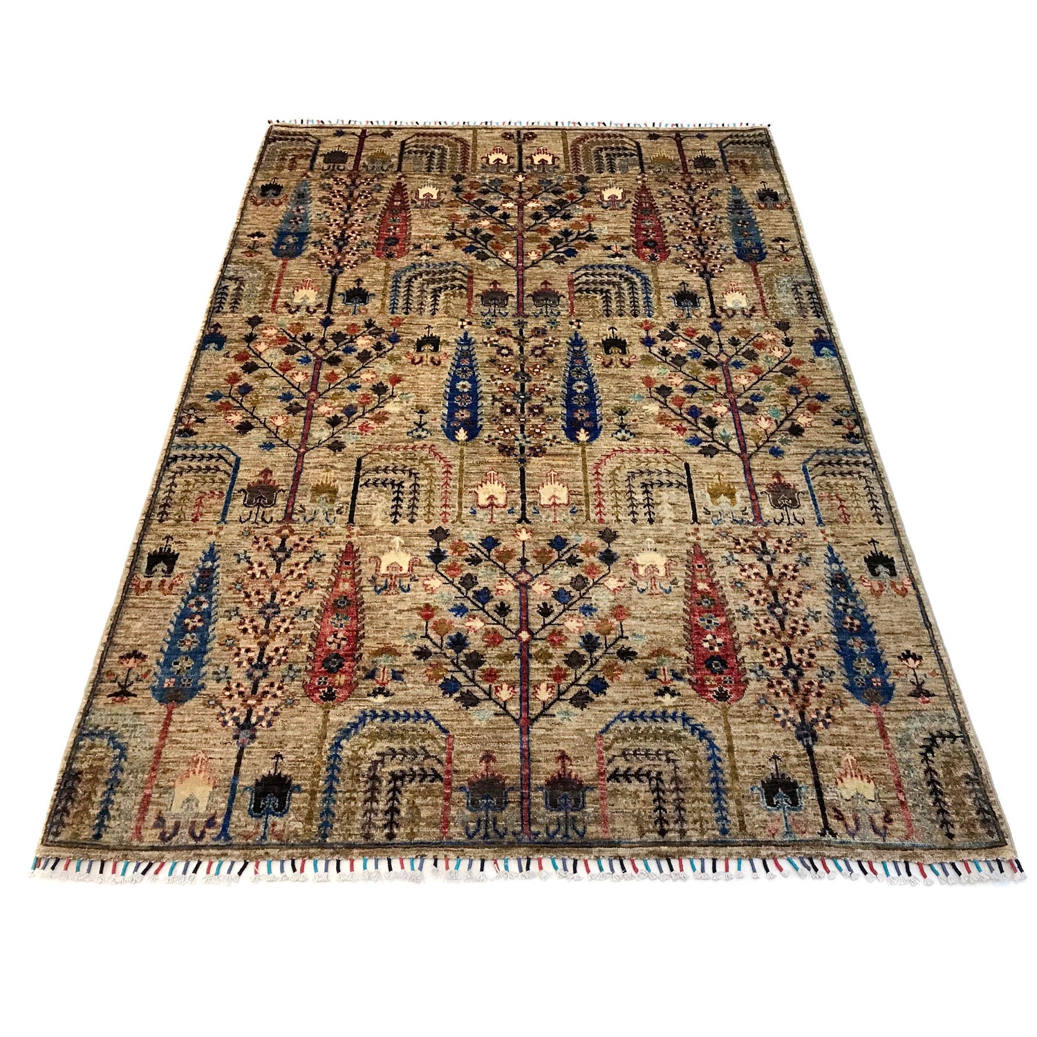 Handmade Tree of Life Rug 5' 8" x 7' 11" (ft) - No. B31294