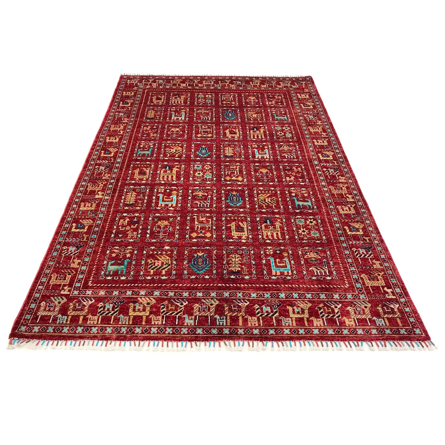 Shikargah Hunting Scene Carpet 5' 7" x 8' 9" (ft) - No. B31324