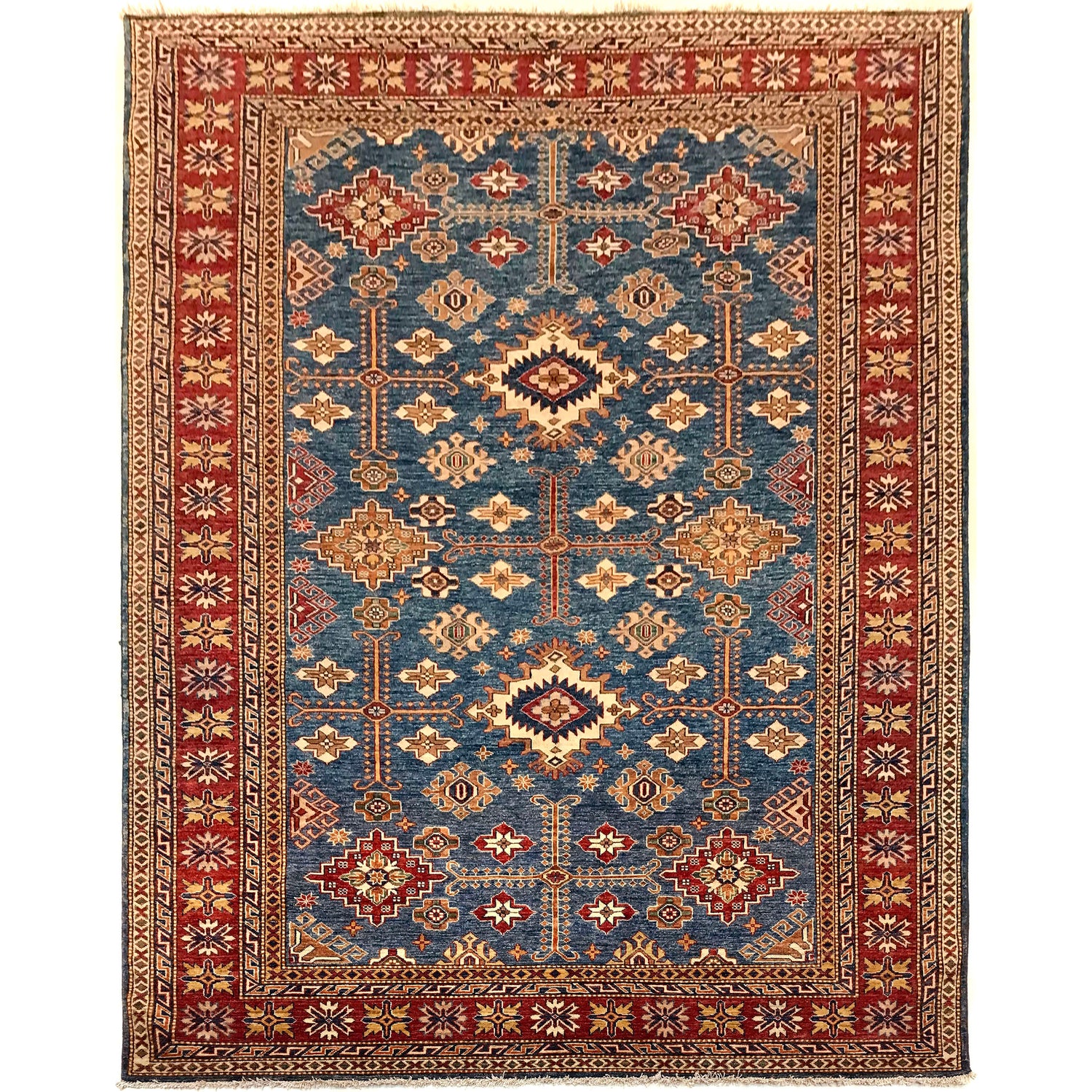 Blue Color Handmade Kazak Rug 7' 3" x 10' 3" (ft) - No. B31612