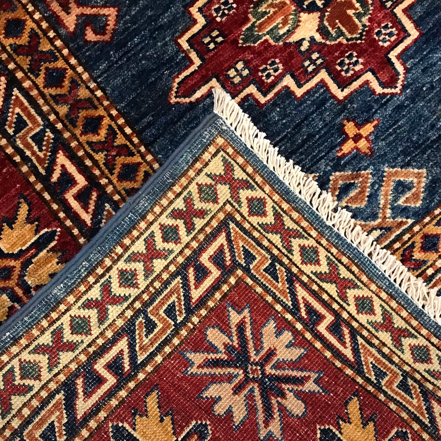 Blue Color Handmade Kazak Rug 7' 3" x 10' 3" (ft) - No. B31612