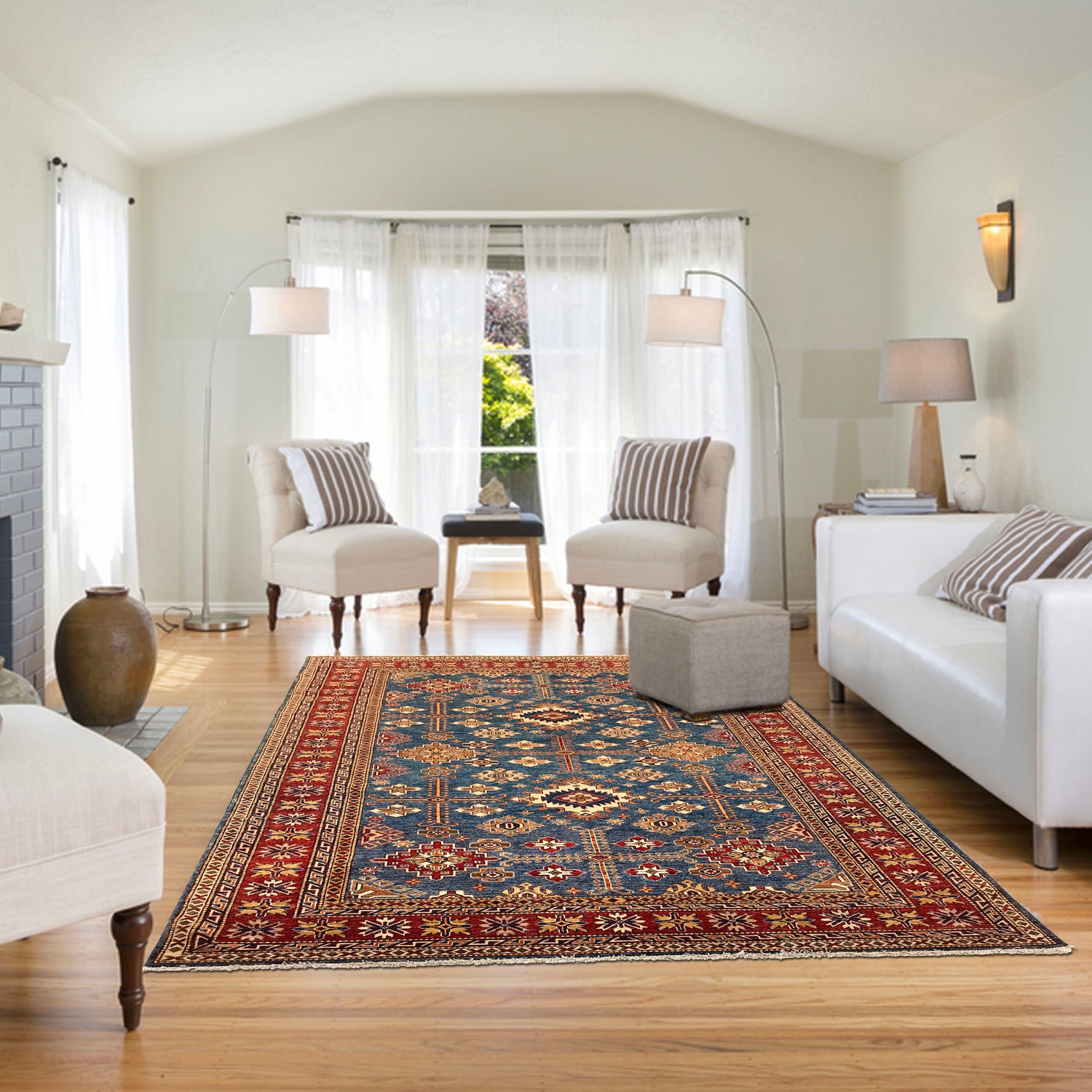 Blue Color Handmade Kazak Rug 7' 3" x 10' 3" (ft) - No. B31612