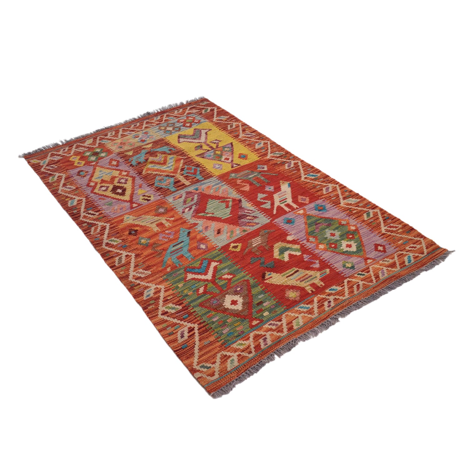 Handmade Vegetable Kelim 3' 2"  x 4' 9" (ft) - No. B31915