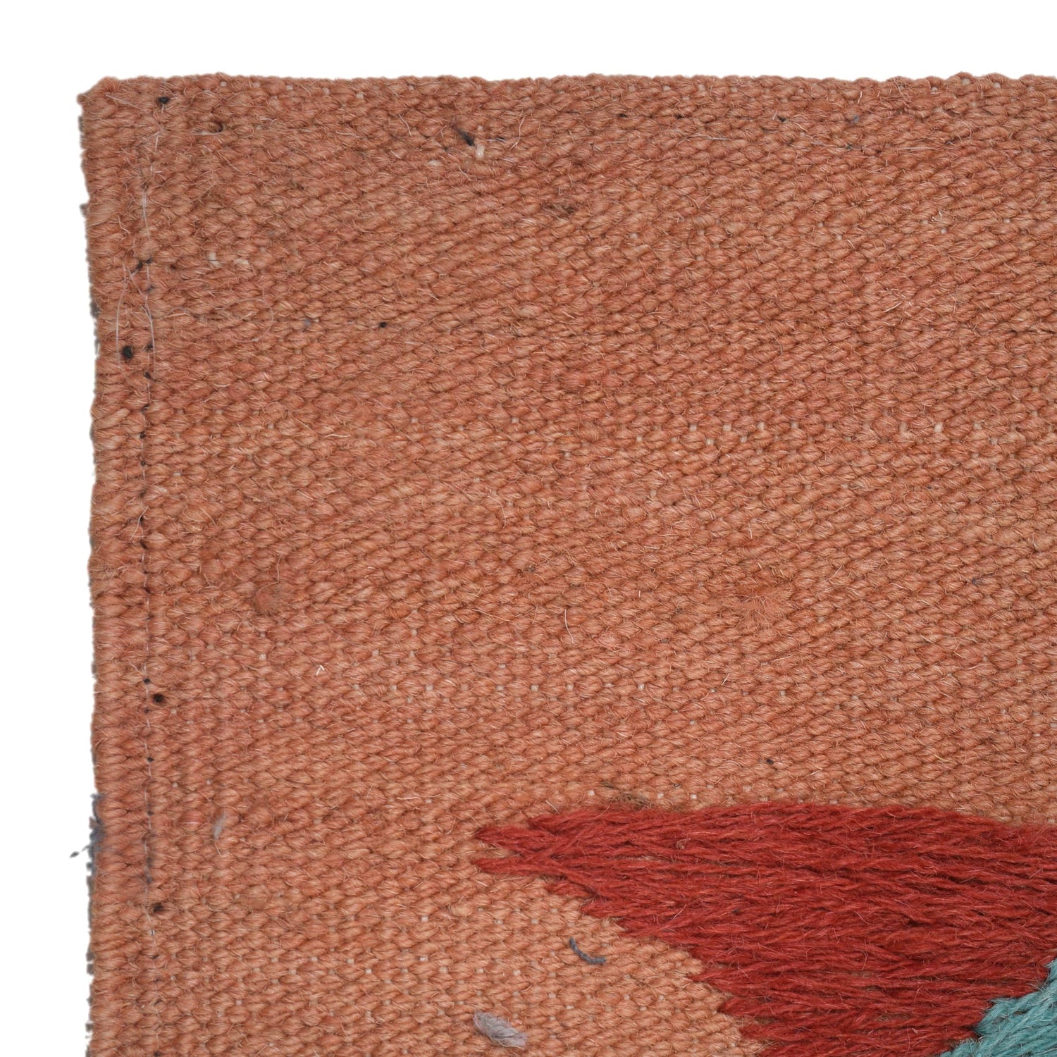 Terracotta Color Embroidery Flatweave Kilim 2' 8" x 12' 10" (ft)- No. B32076