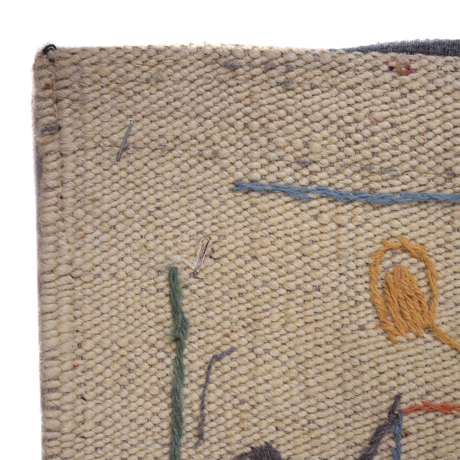 Beige Color Embroidery Flatweave Kilim 5' 3" x 7' 10" (ft) - No. B32080