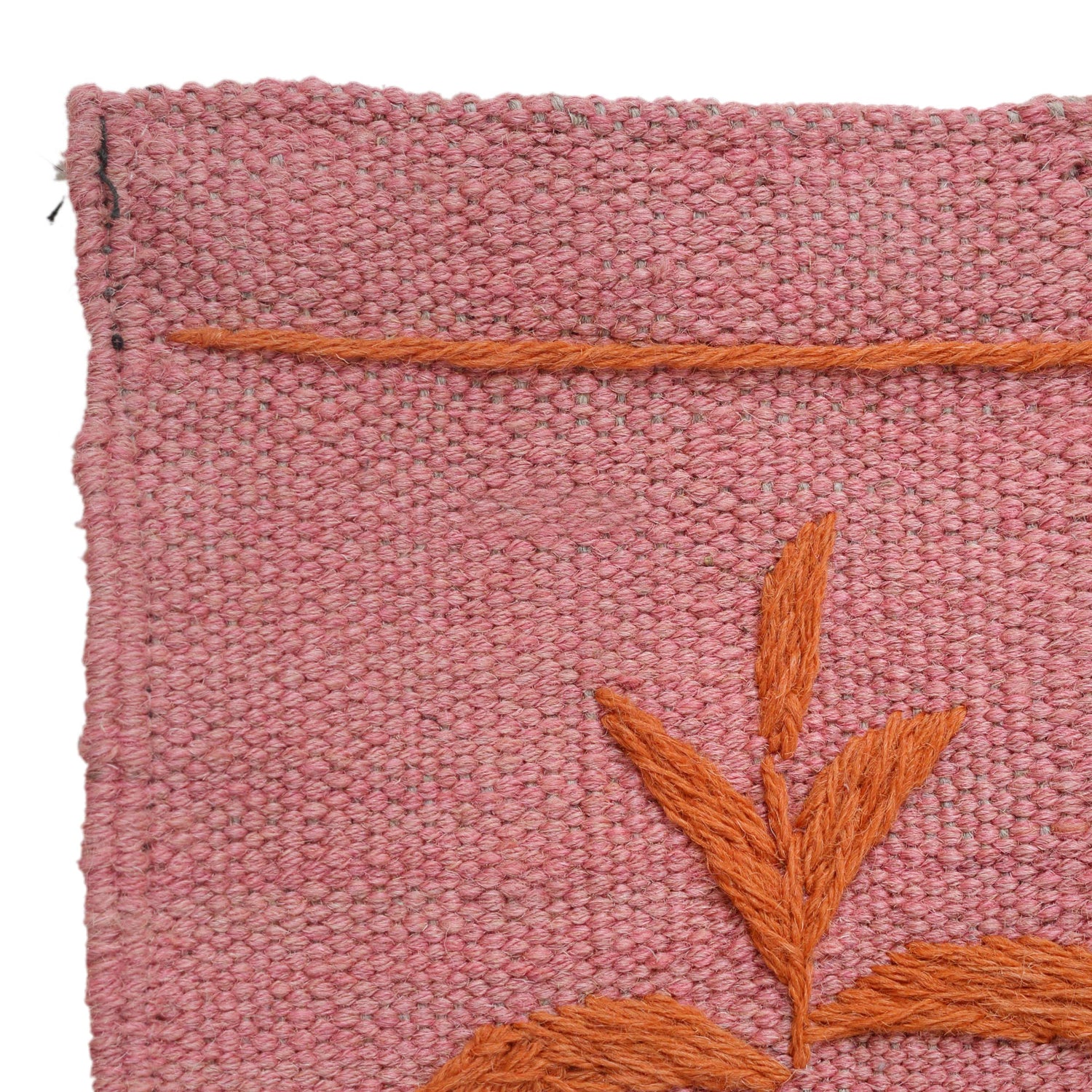 Pink Color Embroidery Flatweave Kilim 3' 9" x 5' 10" (ft) - No. B32085