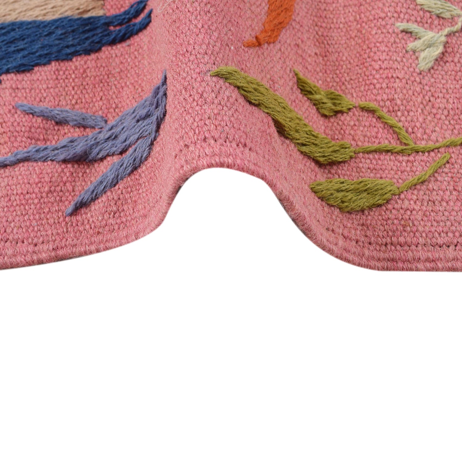 Pink Color Embroidery Flatweave Kilim 3' 9" x 5' 10" (ft) - No. B32085