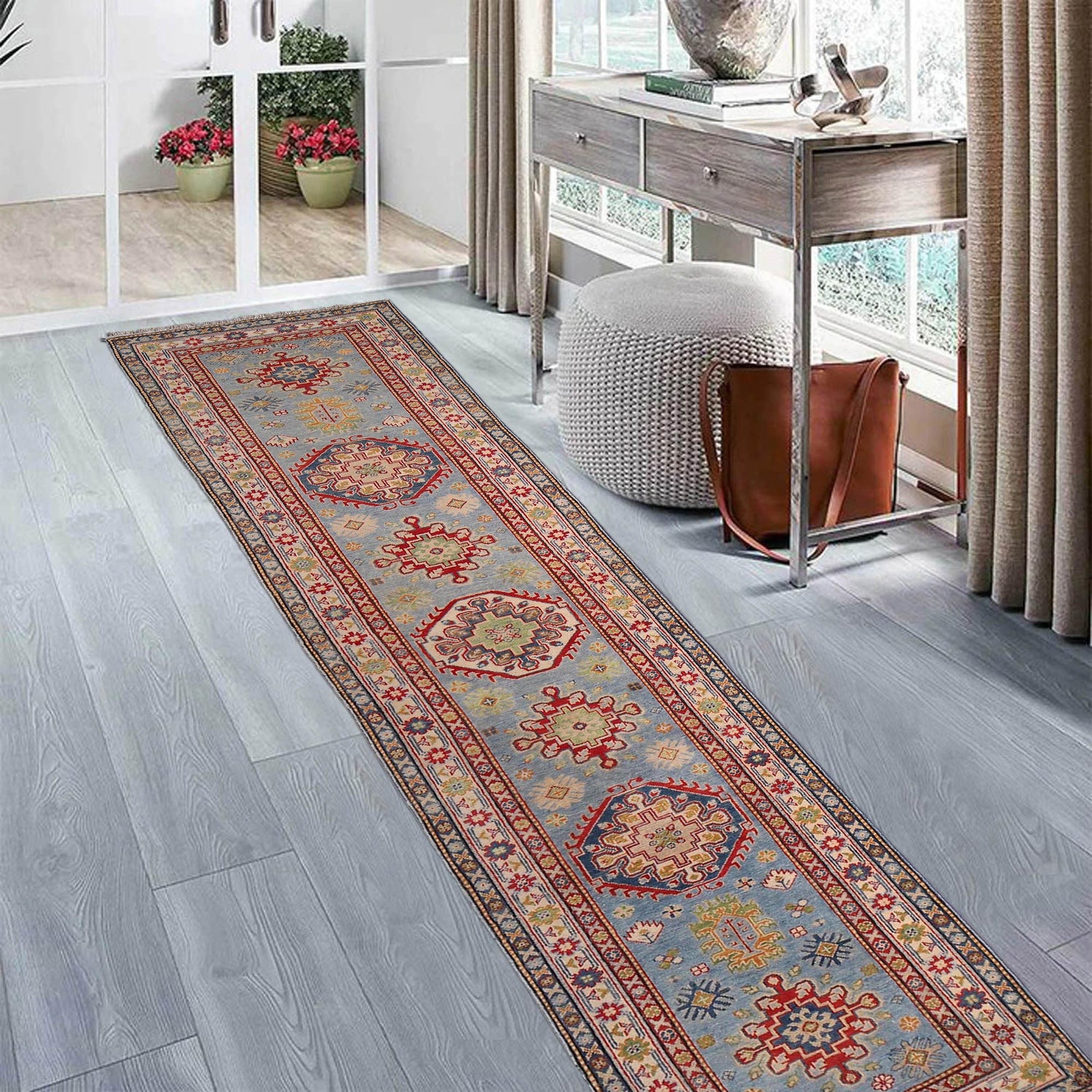 Blue Color Kazak Runner 2' 8 x 12' 9 (ft) - No. B33013