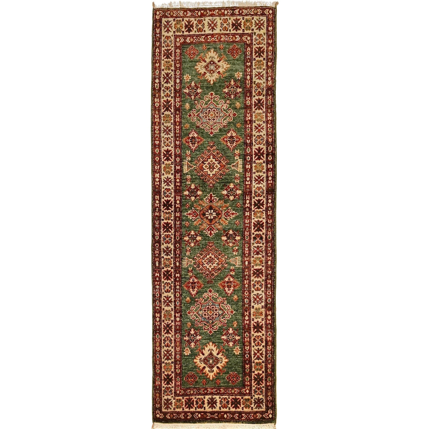 Green Handmade Kazak Runner Rug 2' 0" x 5' 9" (ft) - No. B33023