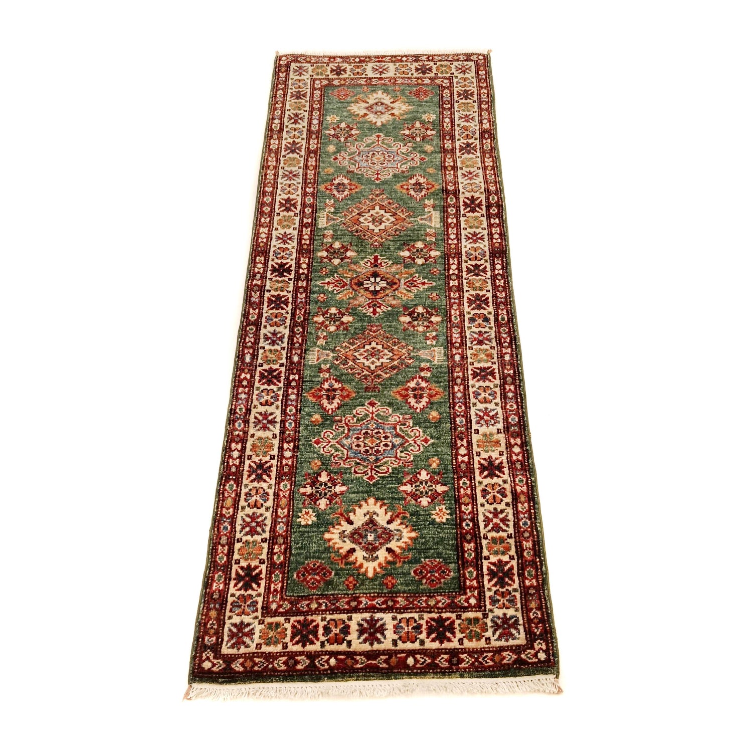 Green Handmade Kazak Runner Rug 2' 0" x 5' 9" (ft) - No. B33023