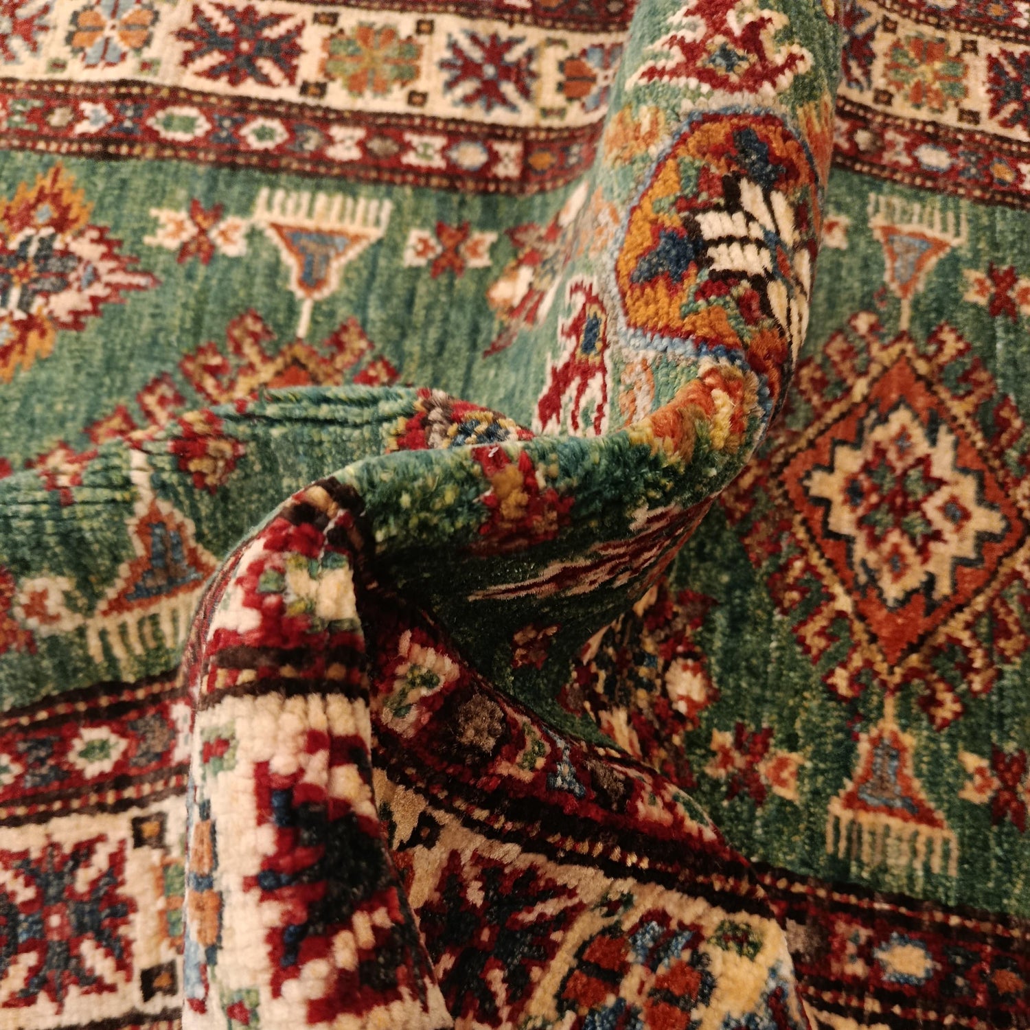 Green Handmade Kazak Runner Rug 2' 0" x 5' 9" (ft) - No. B33023