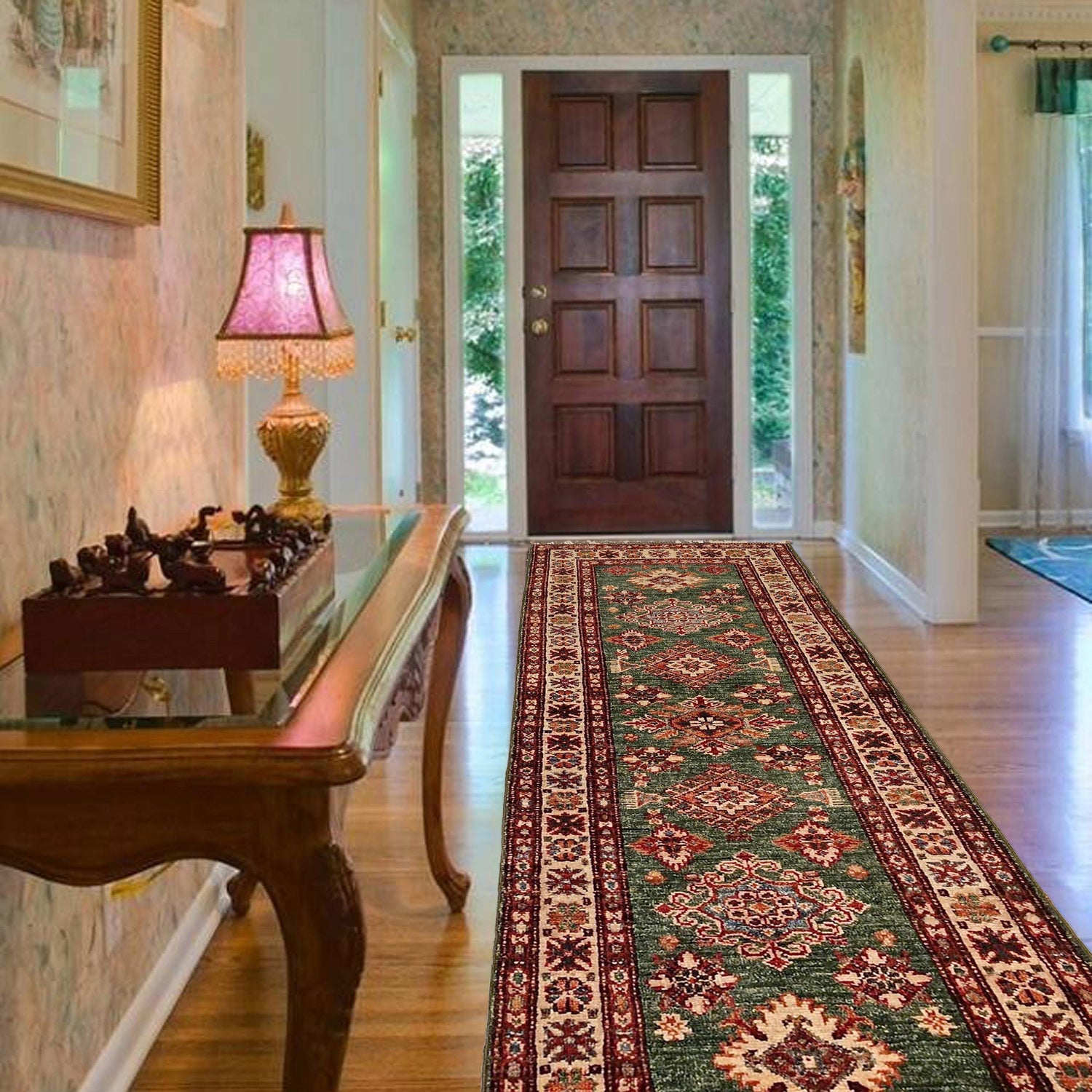 Green Handmade Kazak Runner Rug 2' 0" x 5' 9" (ft) - No. B33023