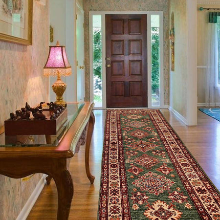 Green Handmade Kazak Runner Rug 2' 0" x 5' 9" (ft) - No. B33023