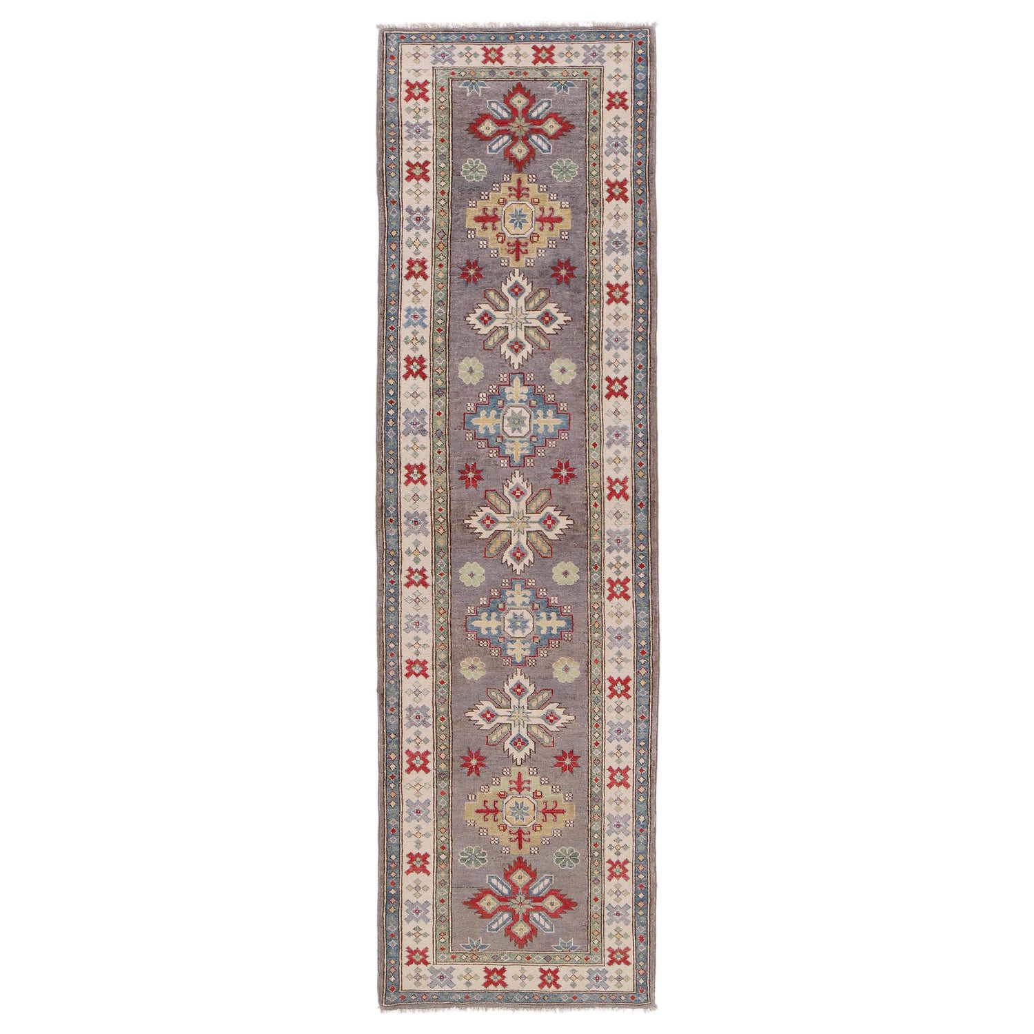 Grey Color Kazak Runner 2' 8 x 9' 10 (ft) - No. B33046
