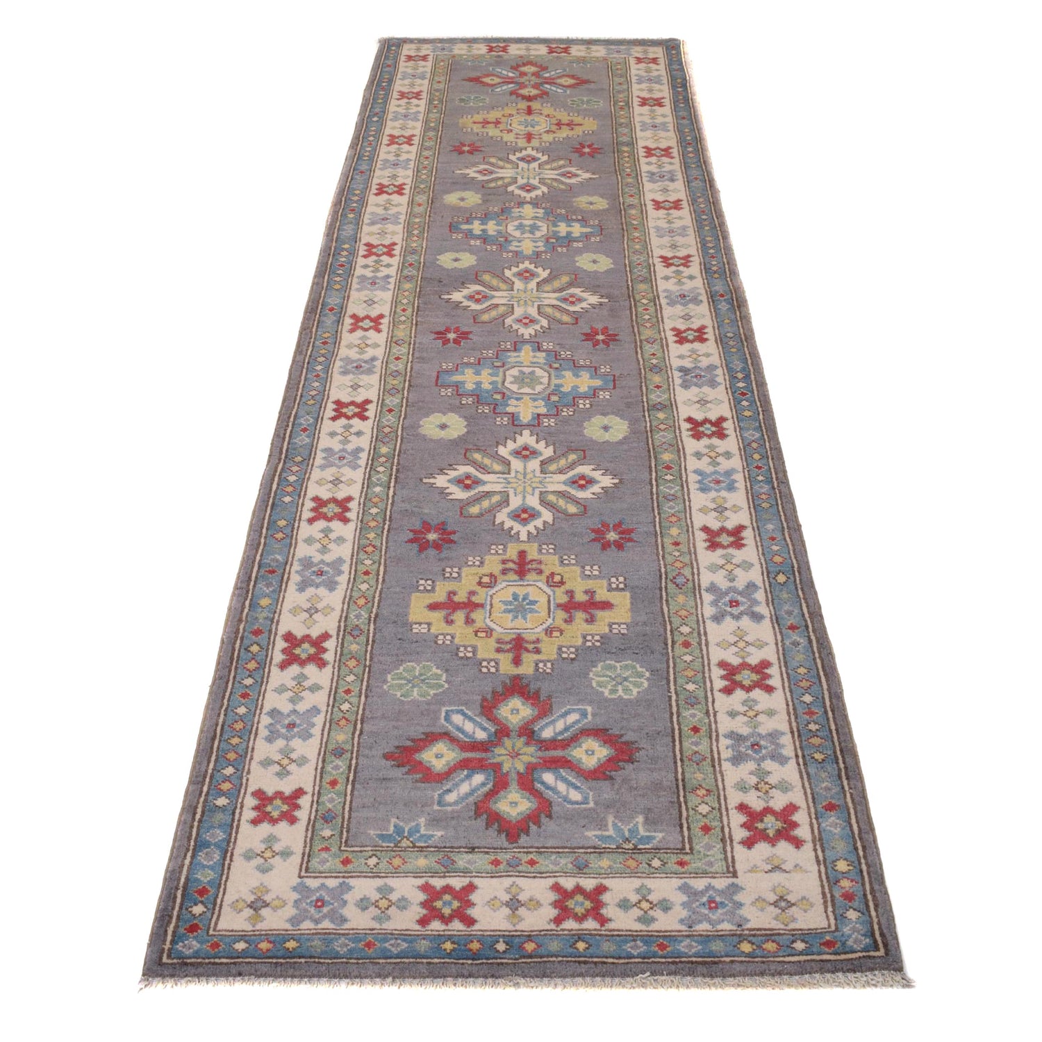 Grey Color Kazak Runner 2' 8 x 9' 10 (ft) - No. B33046