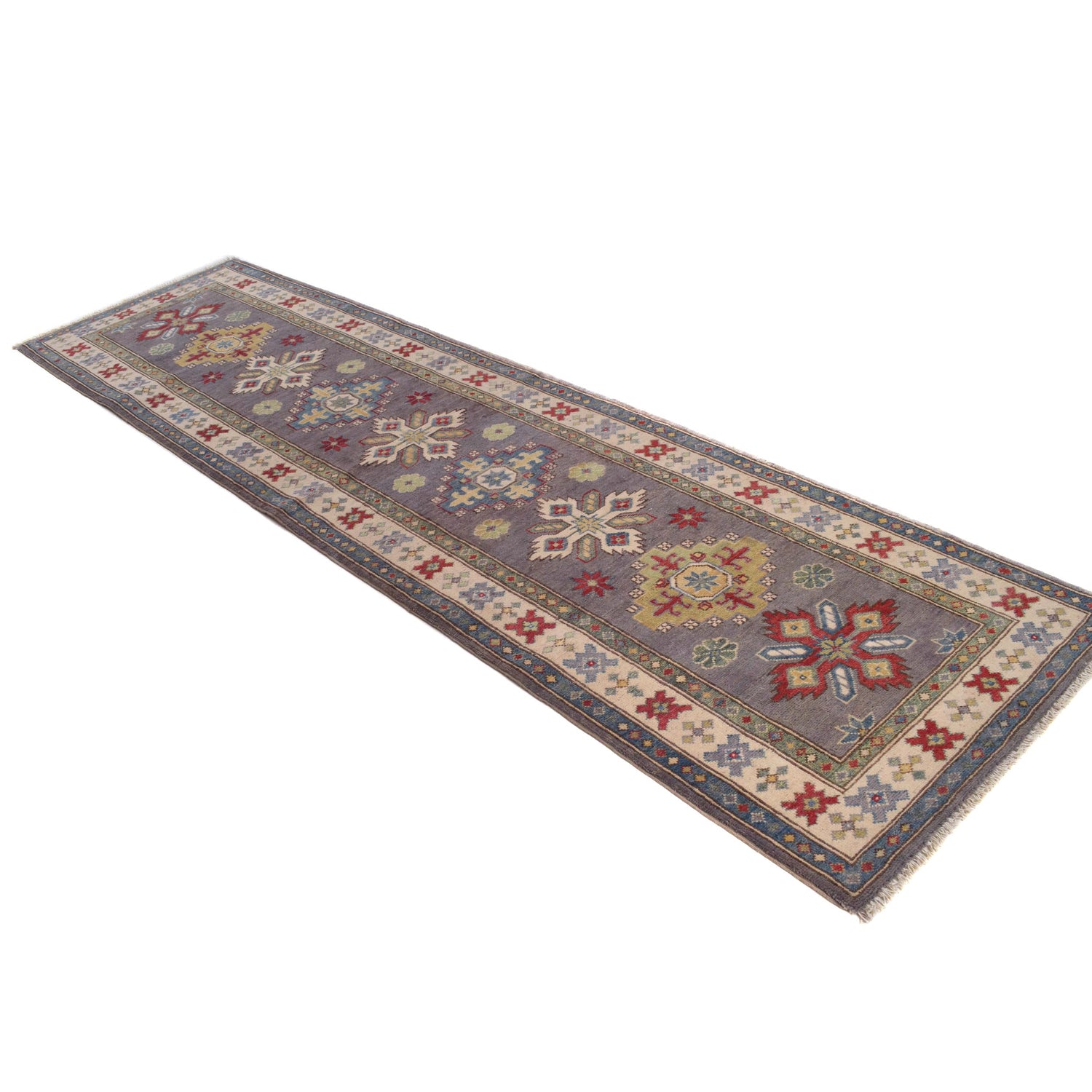 Grey Color Kazak Runner 2' 8 x 9' 10 (ft) - No. B33046
