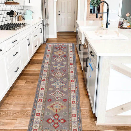 Grey Color Kazak Runner 2' 8 x 9' 10 (ft) - No. B33046