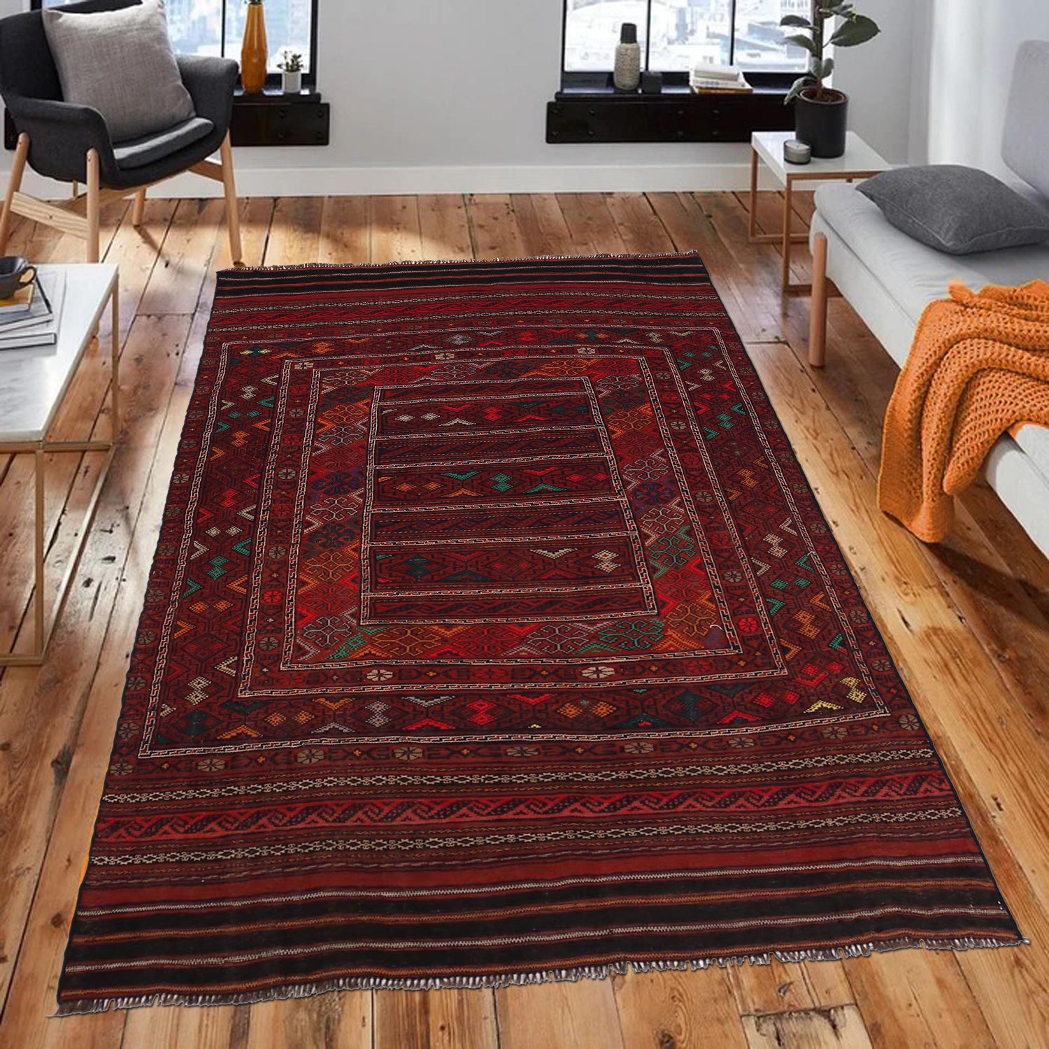 Office and Study Room Kilim 4' 8 x 7' 1 (ft) - No. B33049