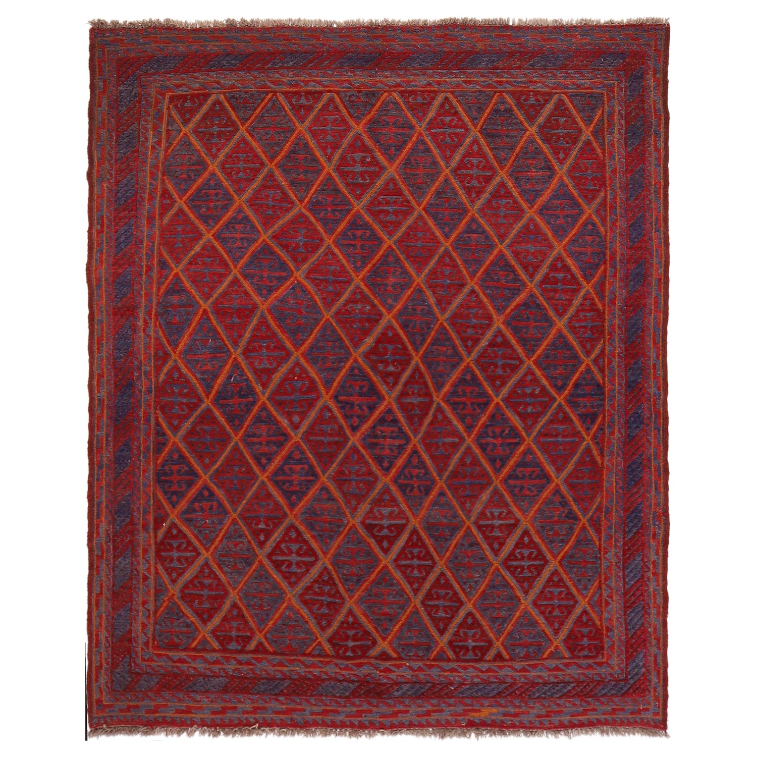 Red Color Mashwani Rug 4' 9" x 5' 10" (ft) - No. B33065