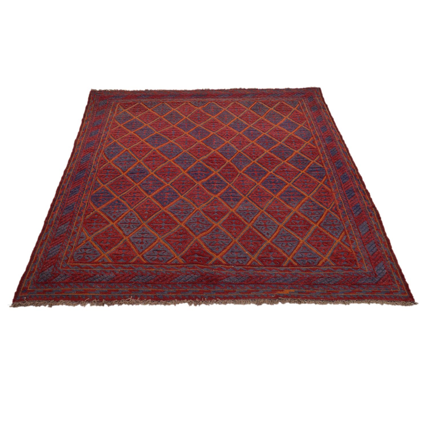 Red Color Mashwani Rug 4' 9" x 5' 10" (ft) - No. B33065