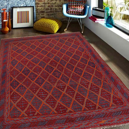 Red Color Mashwani Rug 4' 9" x 5' 10" (ft) - No. B33065