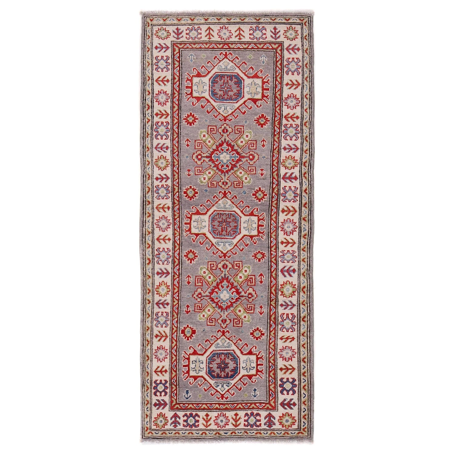 Grey Kazak Runner 2' 6" x 6' 7" (ft) - No. B33075