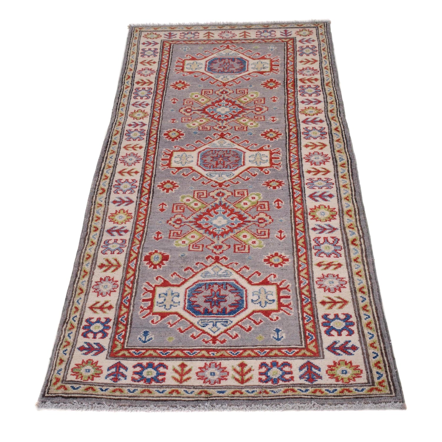 Grey Kazak Runner 2' 6" x 6' 7" (ft) - No. B33075