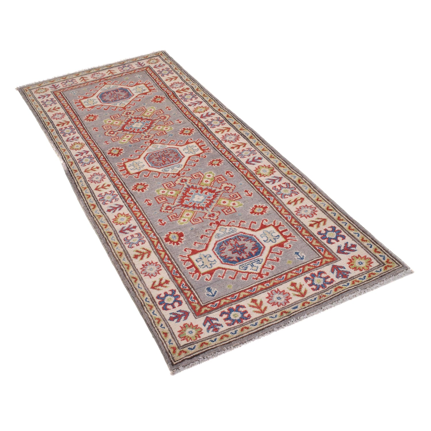 Grey Kazak Runner 2' 6" x 6' 7" (ft) - No. B33075