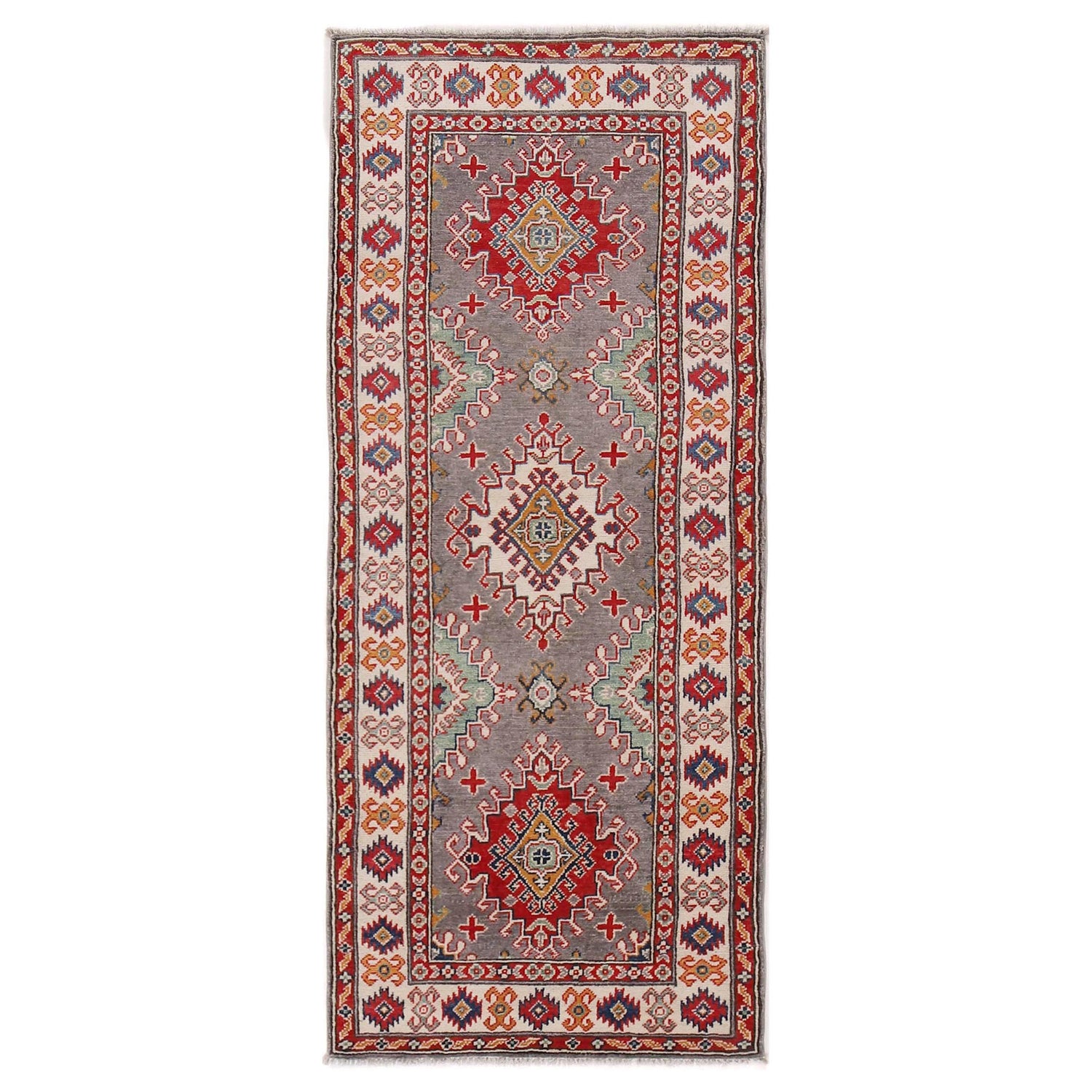 Grey Kazak Runner 2' 8" x 6' 6" (ft) - No. B33076