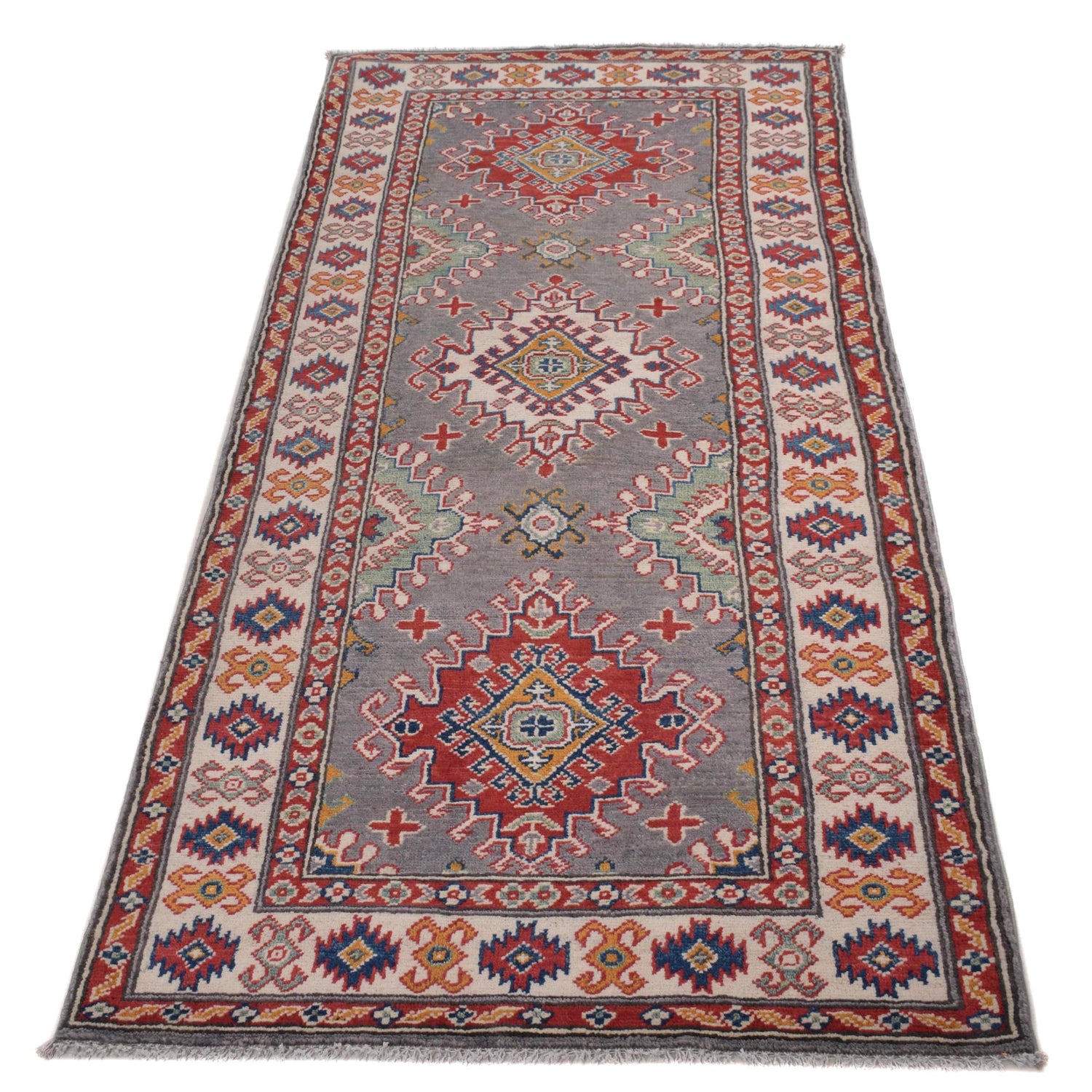 Grey Kazak Runner 2' 8" x 6' 6" (ft) - No. B33076