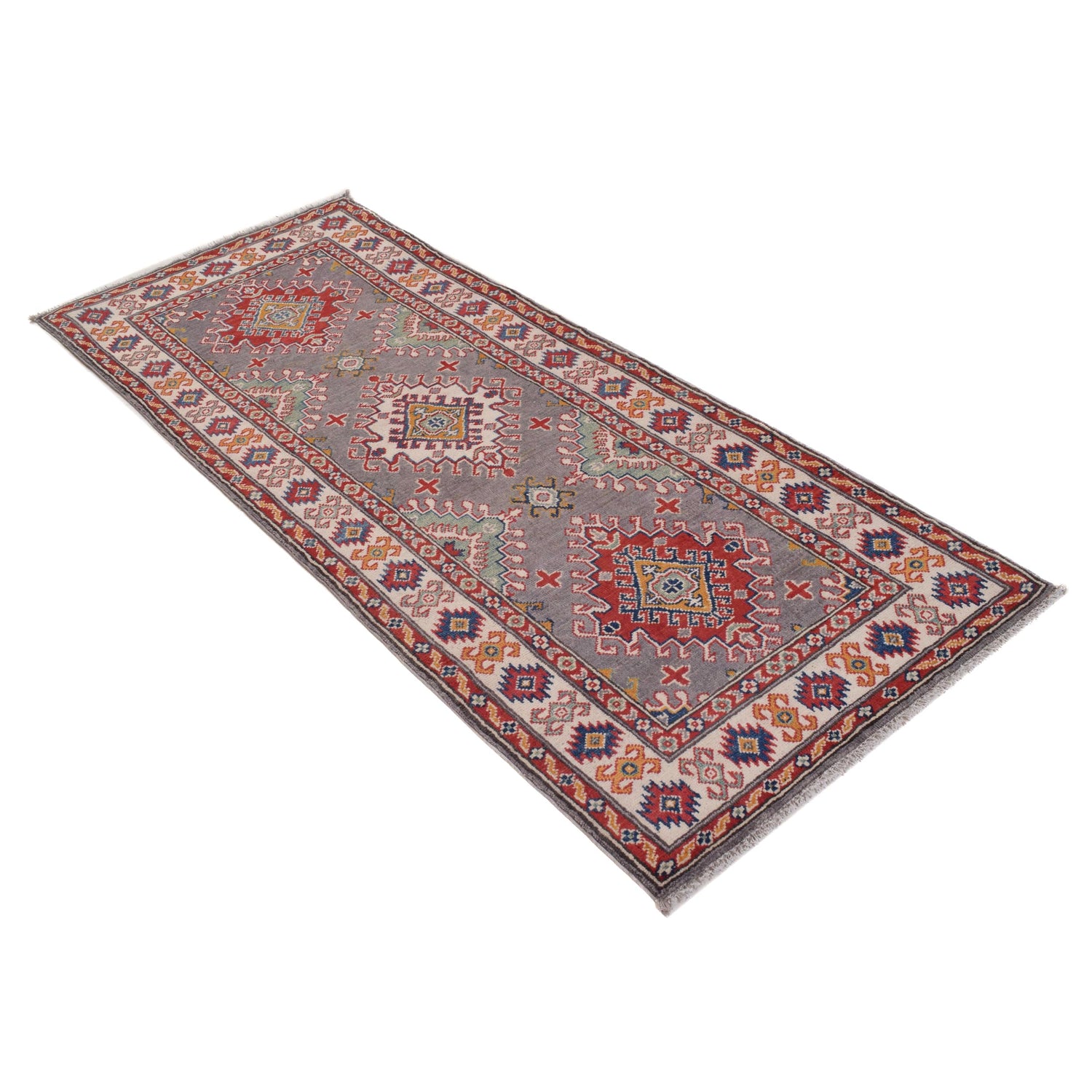 Grey Kazak Runner 2' 8" x 6' 6" (ft) - No. B33076