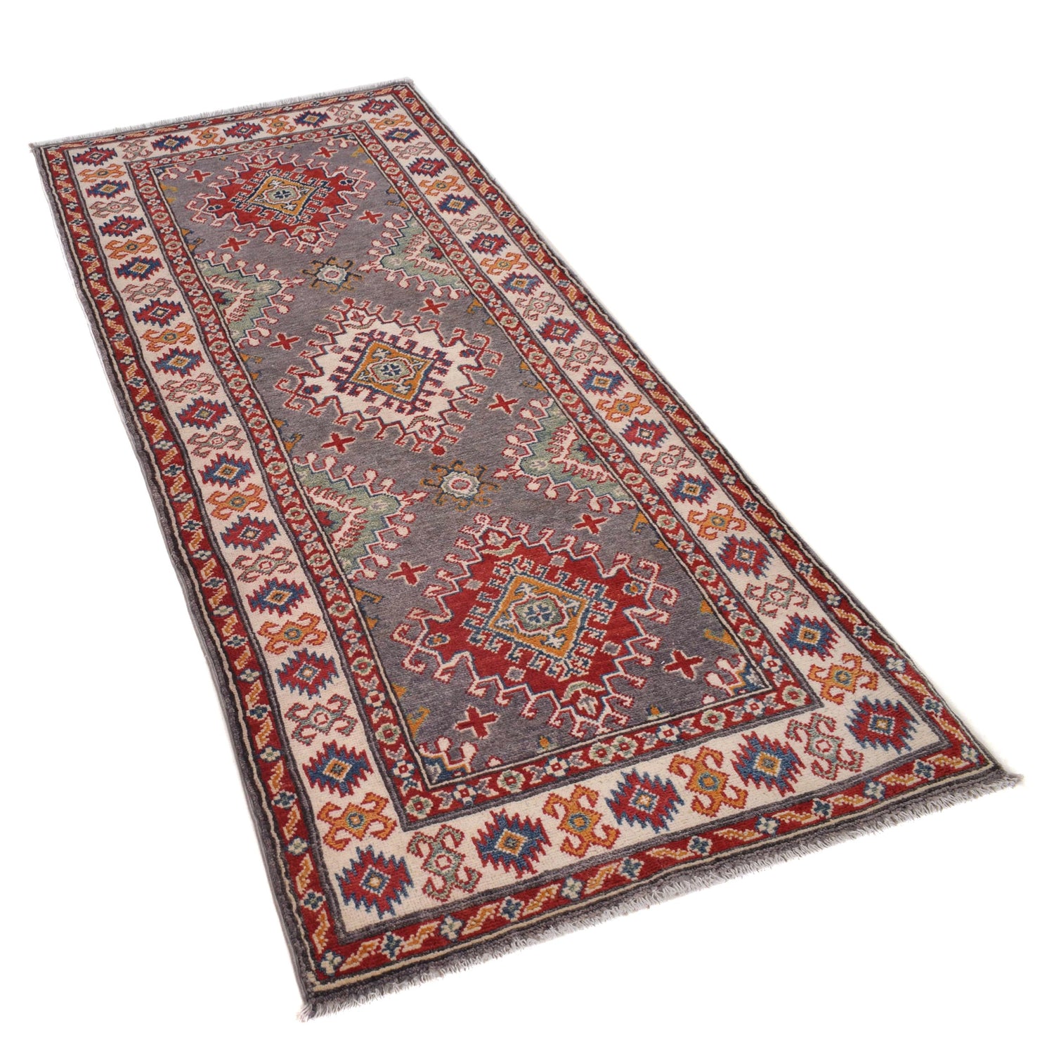 Grey Kazak Runner 2' 8" x 6' 6" (ft) - No. B33076