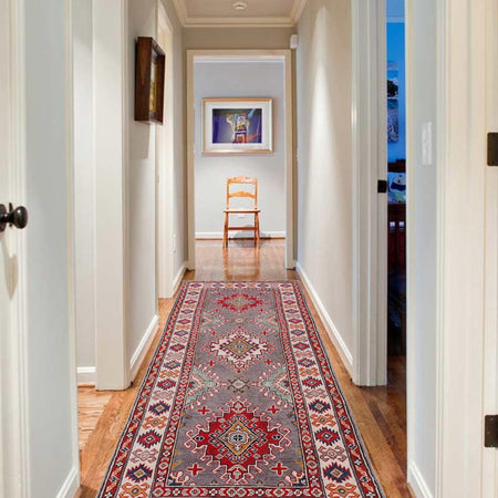 Grey Kazak Runner 2' 8" x 6' 6" (ft) - No. B33076