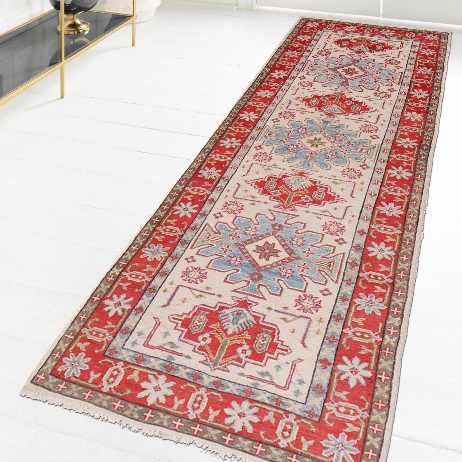 Beige Color Kazak Runner 2' 8 x 8' 1 (ft) - No. B33083