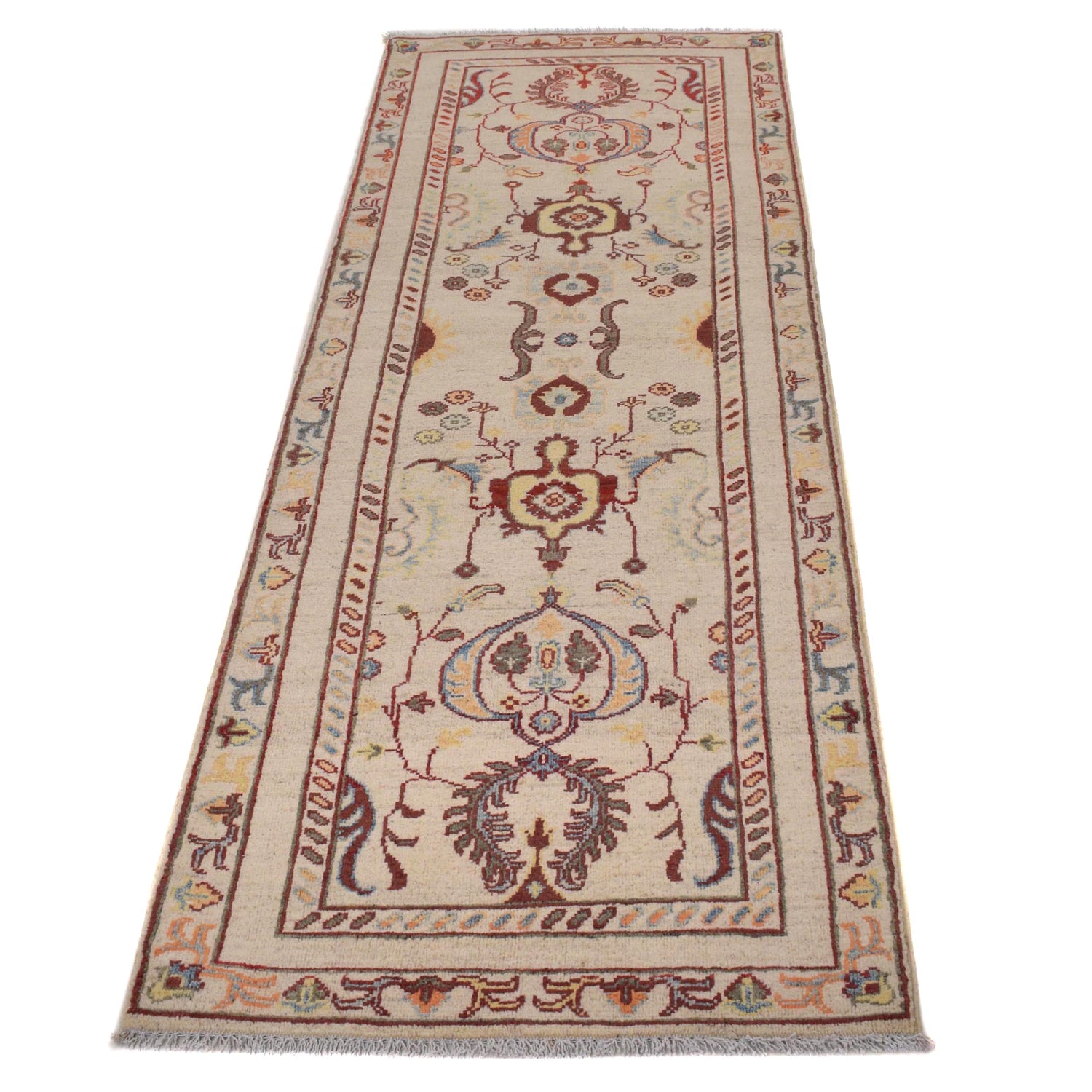 Beige Color Kazak Runner 2' 6 x 7' 7 (ft) - No. B33087