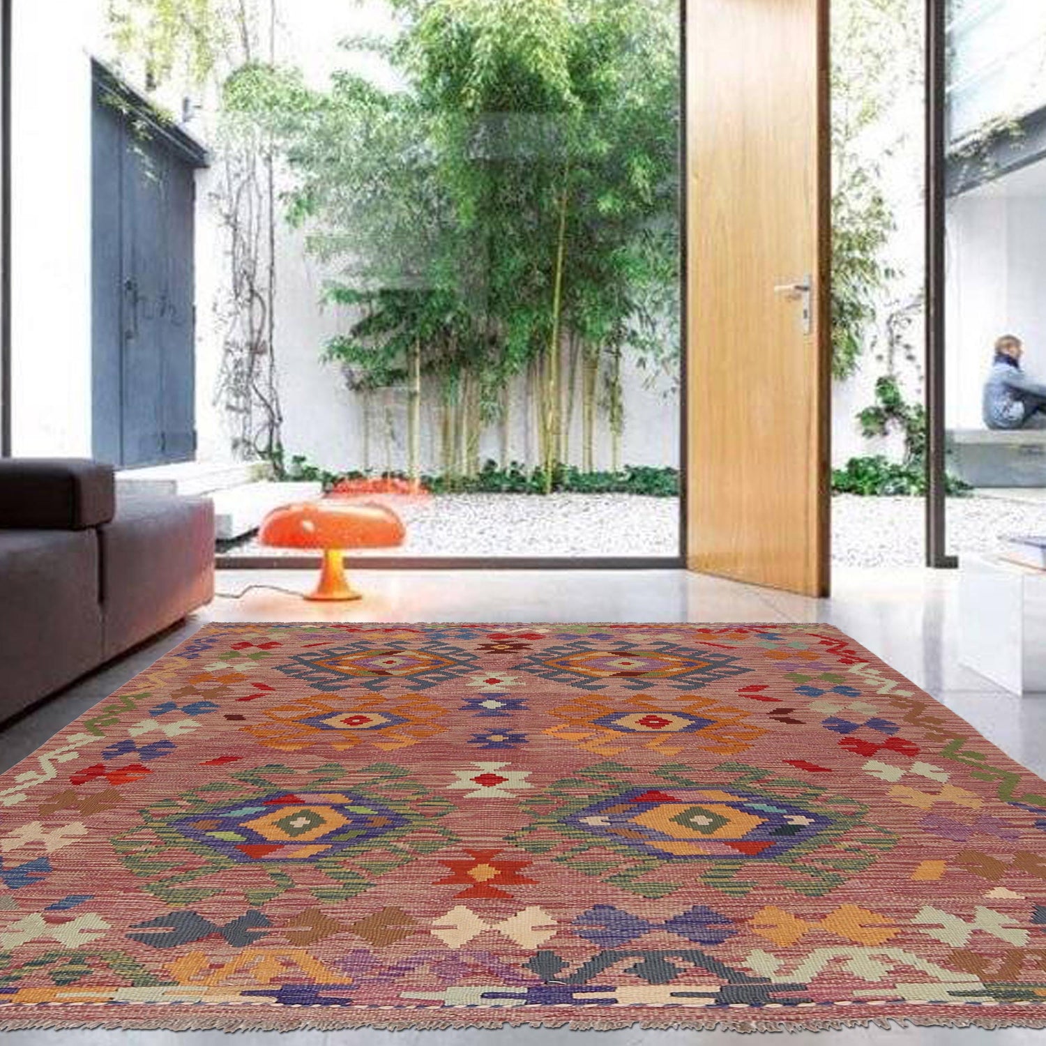 Handmade Vegetable Kelim 5' 0" x 6' 4" (ft) - No. B34179