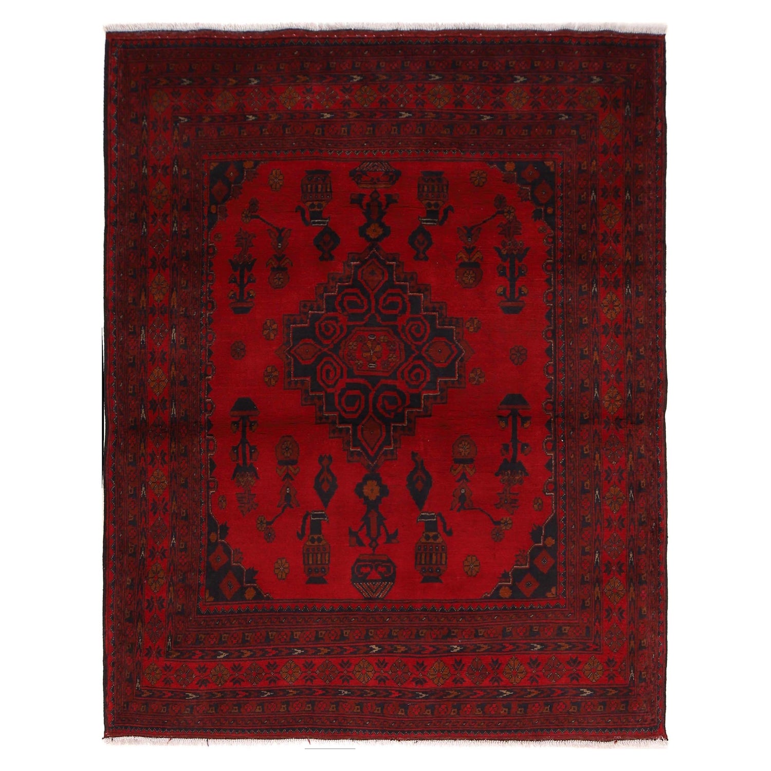 Red Color Khal Mohammadi Carpet 5' 1" x 6' 6" (ft) - No. B34189