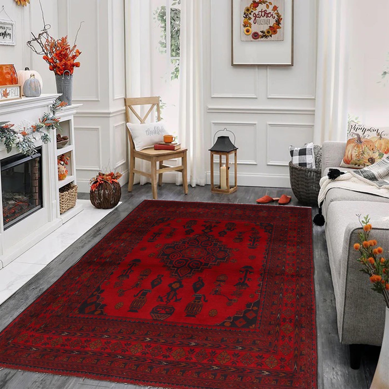 Red Color Khal Mohammadi Carpet 5' 1" x 6' 6" (ft) - No. B34189